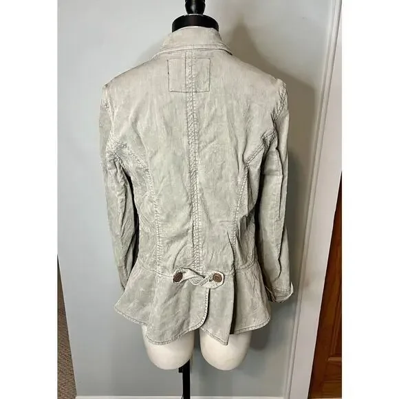 Anthropologie Pilcro & The Letterpress Size 12 Green Corduroy Peplum Jacket - Picture 3 of 11